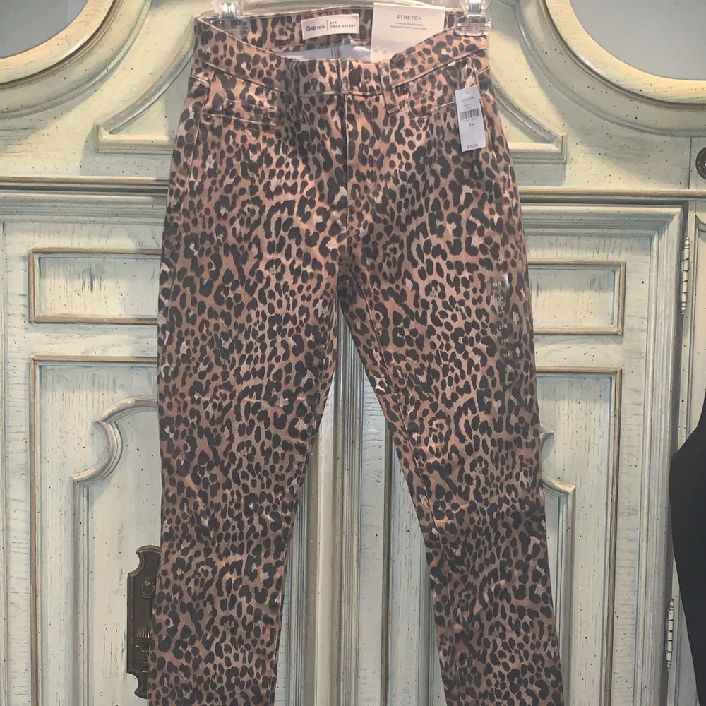 GAP 1969 True Skinny Ankle Leopard Print Jeans 25R